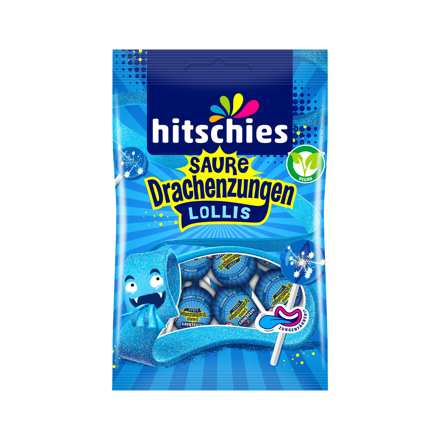 Hitschies Sour Dragon Tongue Lollipops (12x128g)