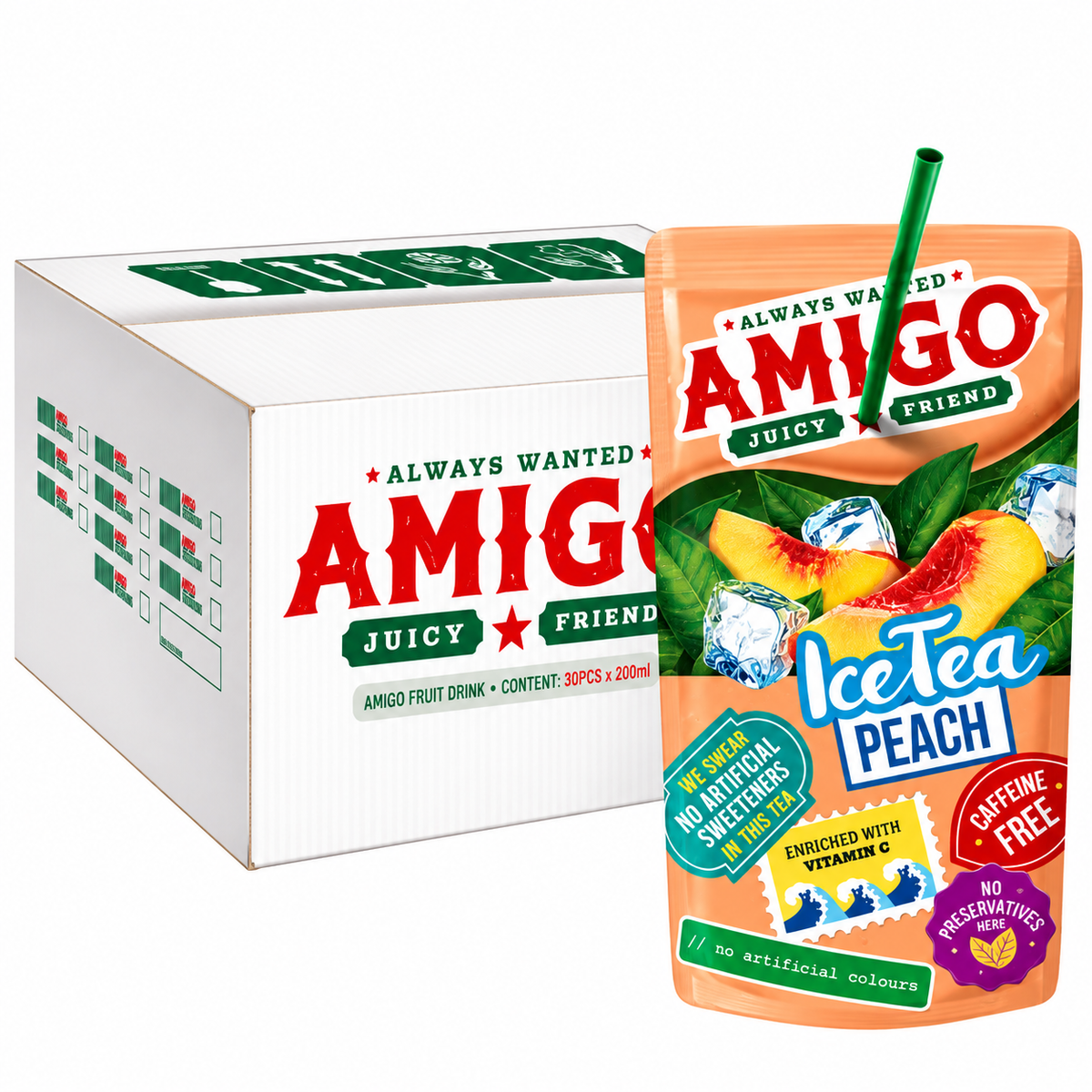Amigo Ice Tea Peach Fruit Drink (30x200ml)