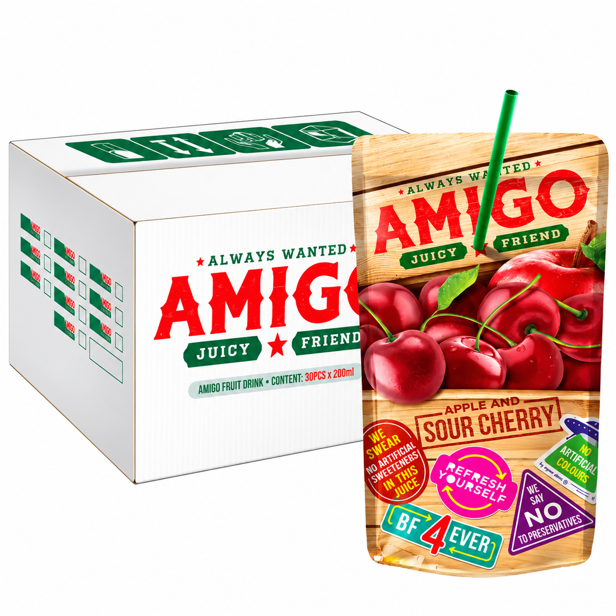 Amigo Sour Cherry Fruit Drink (30x200ml)