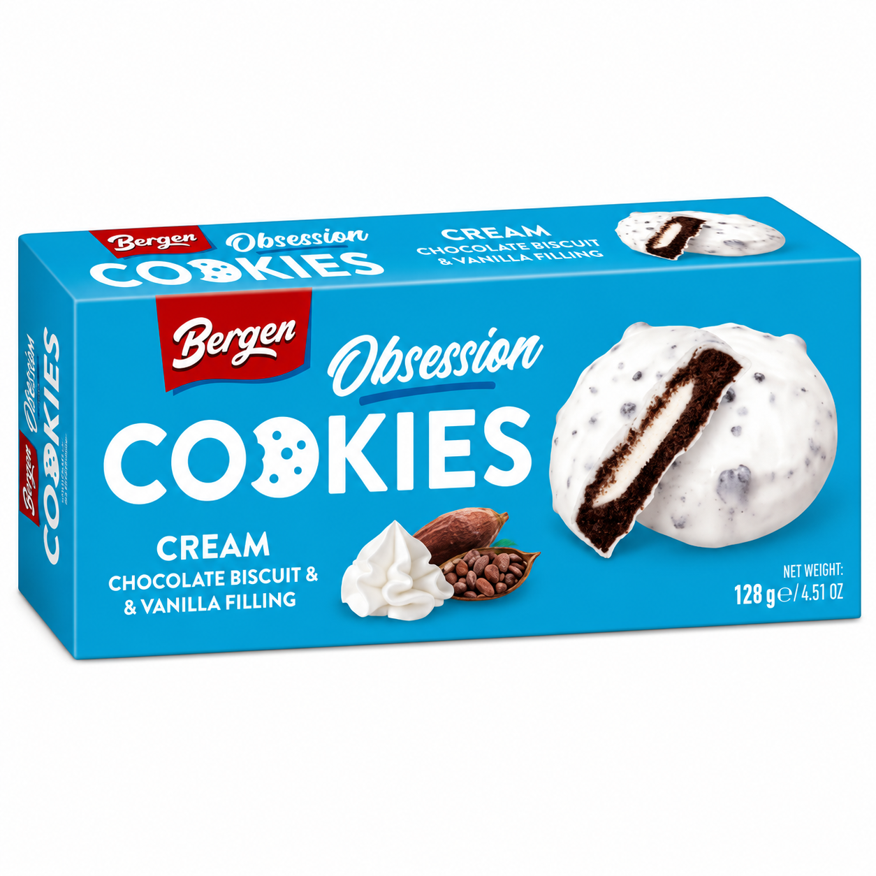 Bergen Obsession Cream Chocolate & Cream Vanilla Cookies (18x128g)