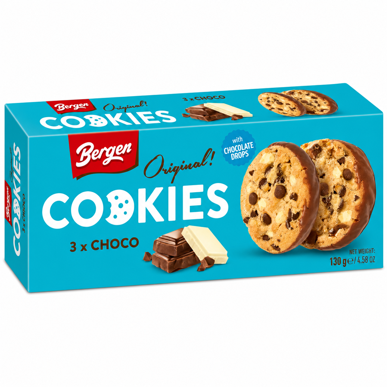 Bergen Triple Chocolate Cookies (18x130g)