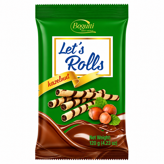 Bogutti Let's Roll Filled Wafer Rolls Hazelnut (16x120g)