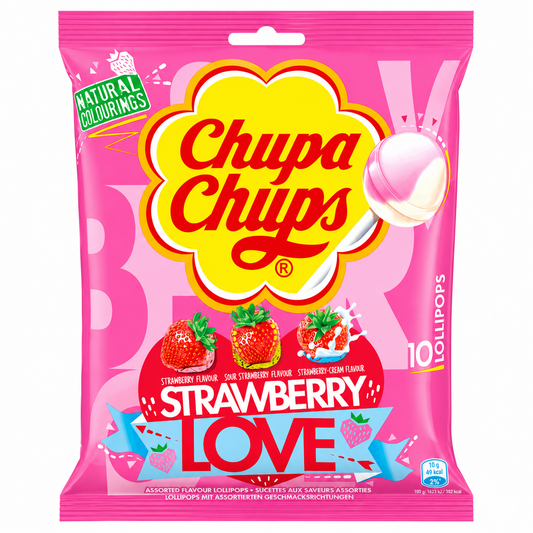 Chupa Chups Strawberry Love Lollipops (12x120g)