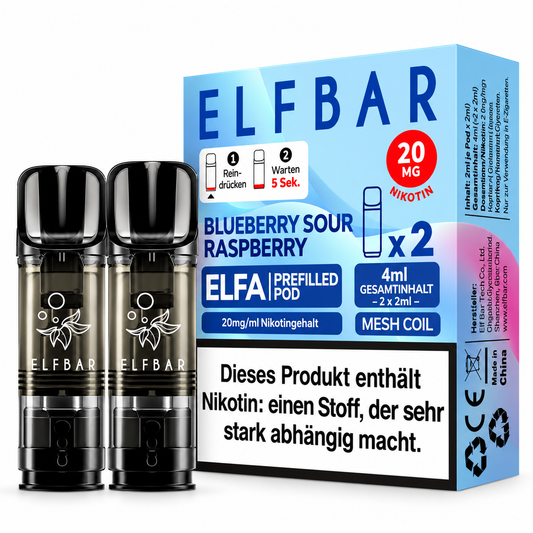 Elfbar ELFA Pods Blueberry Sour Raspberry 20mg/ml 2ml (10x2er Pack)