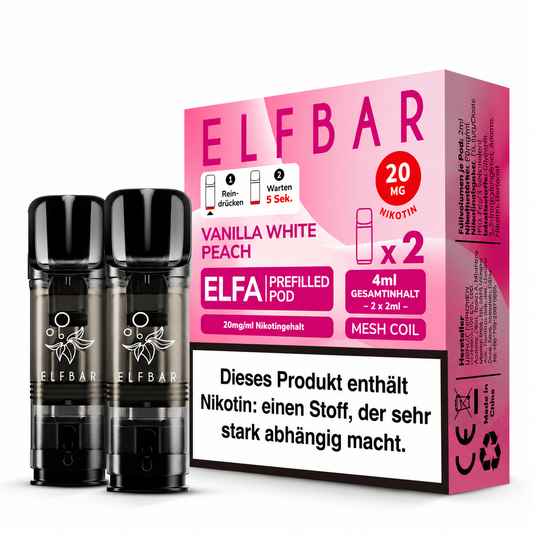 Elfbar ELFA Pods Vanilla White Peach 20mg/ml 2ml (10x2er Pack)
