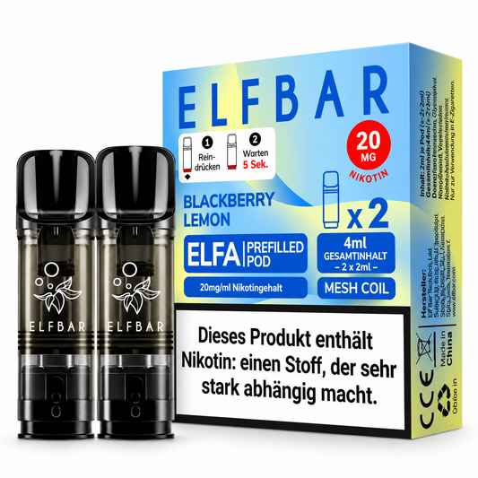 Elfbar ELFA Pods Blackberry Lemon 20mg/ml 2ml (10x2er Pack)