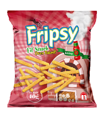 Fripsy Oven Baked Ketchup 50 g – fettarmer, ofengebackener Ketchup-Snack im 25er Pack, ideal für Kioske, Snackautomaten und den internationalen Snackgroßhandel.