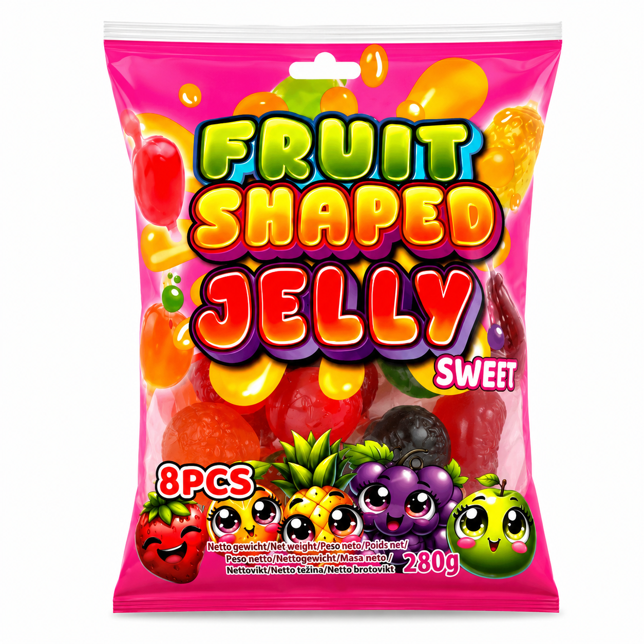 Fruit Shaped Jelly Sweet Bag (24x280g)