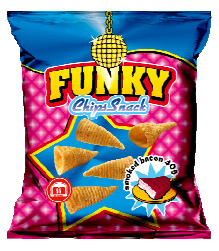 Funky Chips Snack Smoked Bacon 40 g – knusprige Chips mit rauchigem Bacon-Geschmack, ideal für Kioske, Snackautomaten und den internationalen Snackgroßhandel