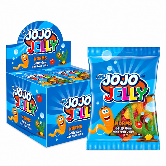 Halal Jojo Jelly Soft Candy Worms (8x24x40g)