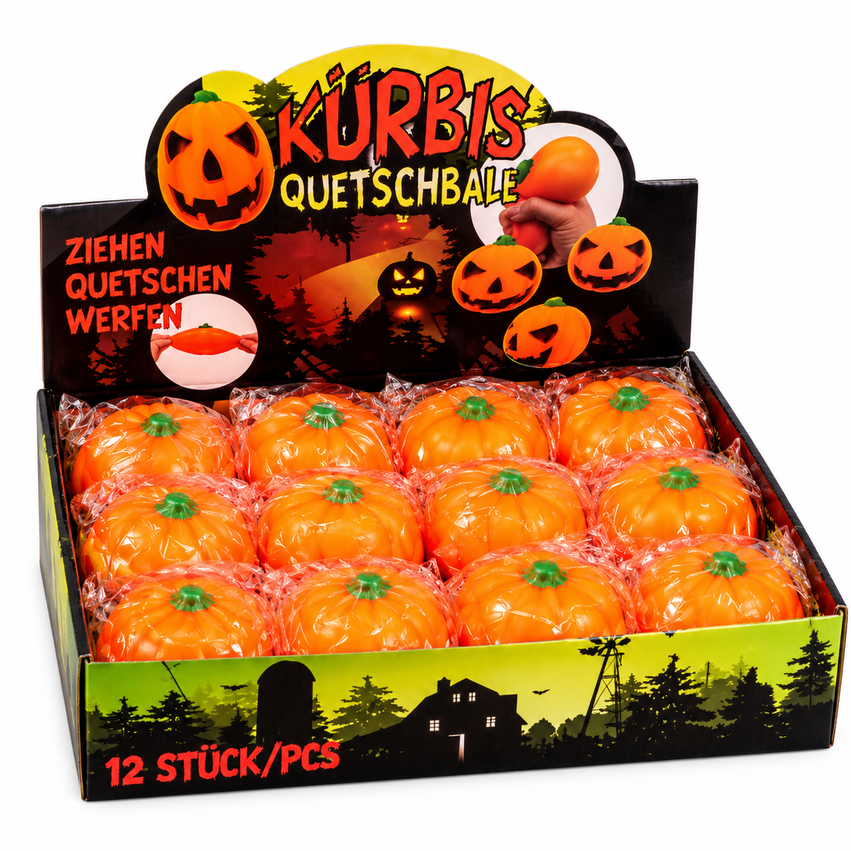 Squishy Kürbis 7x6,5cm (1x12er Pack)