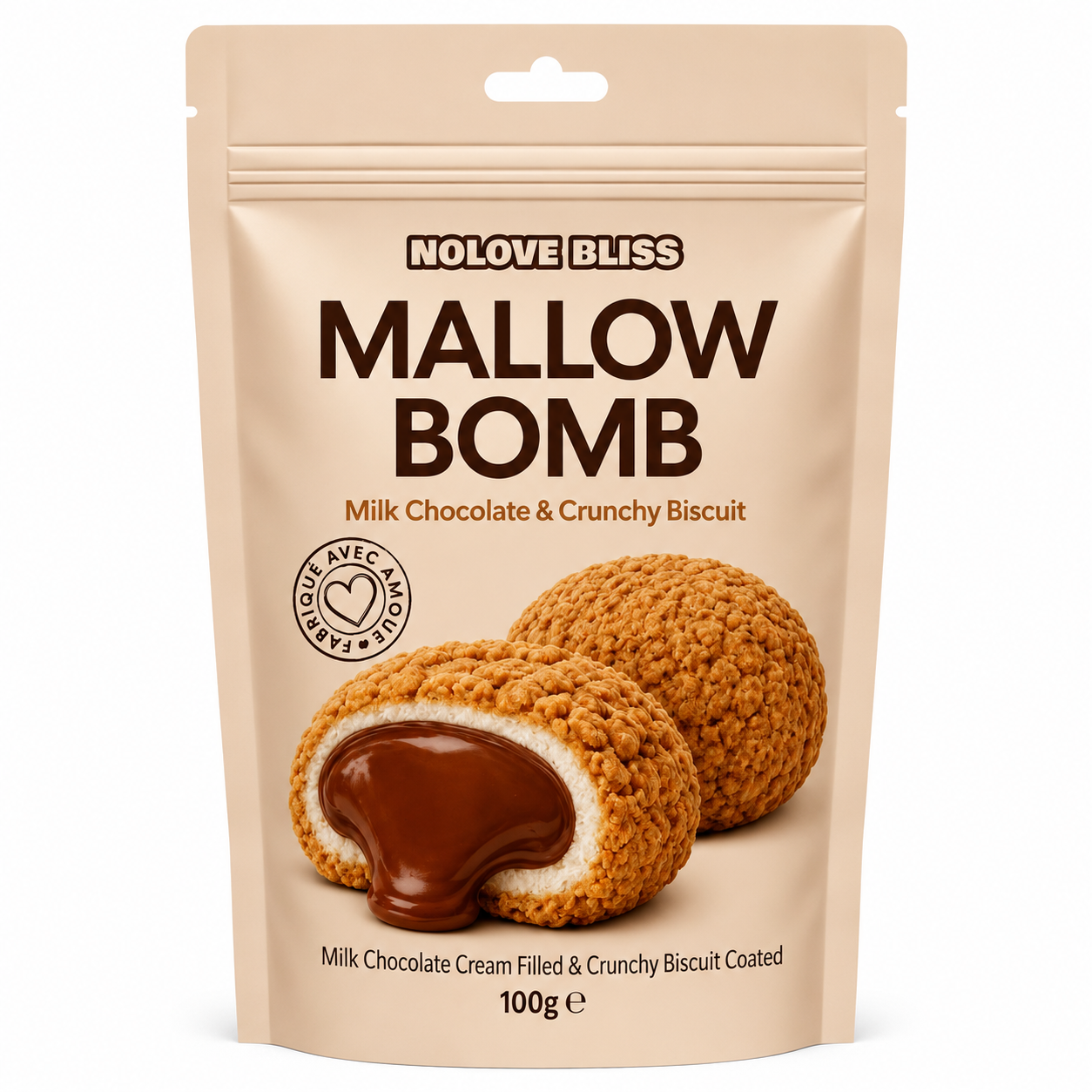 NOLOVE Bliss Mallow Bomb Milk Chocolate & Crunchy Biscuit (24x100g)