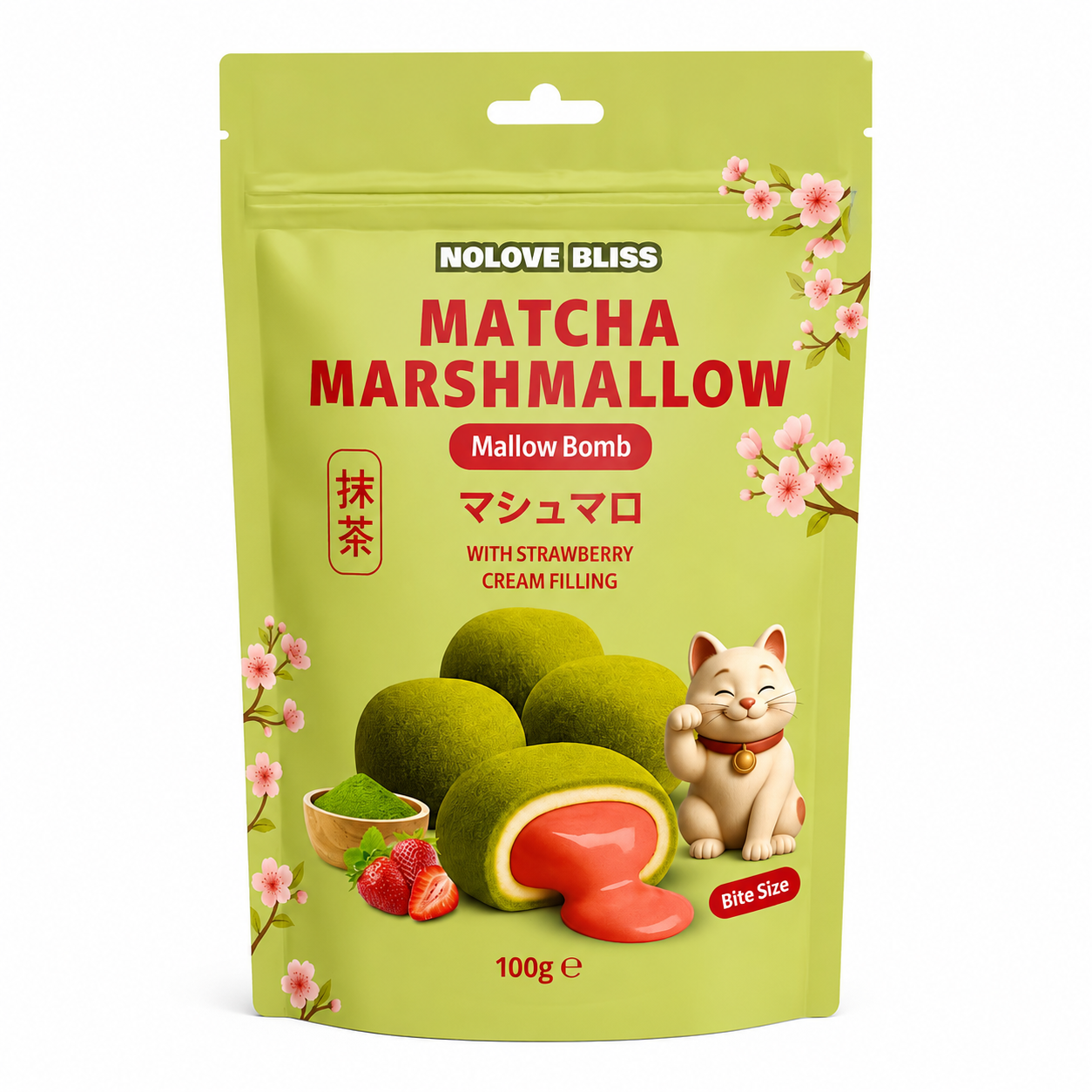 NOLOVE Bliss Marshmallow Matcha with Strawberry Cream (24x100g)