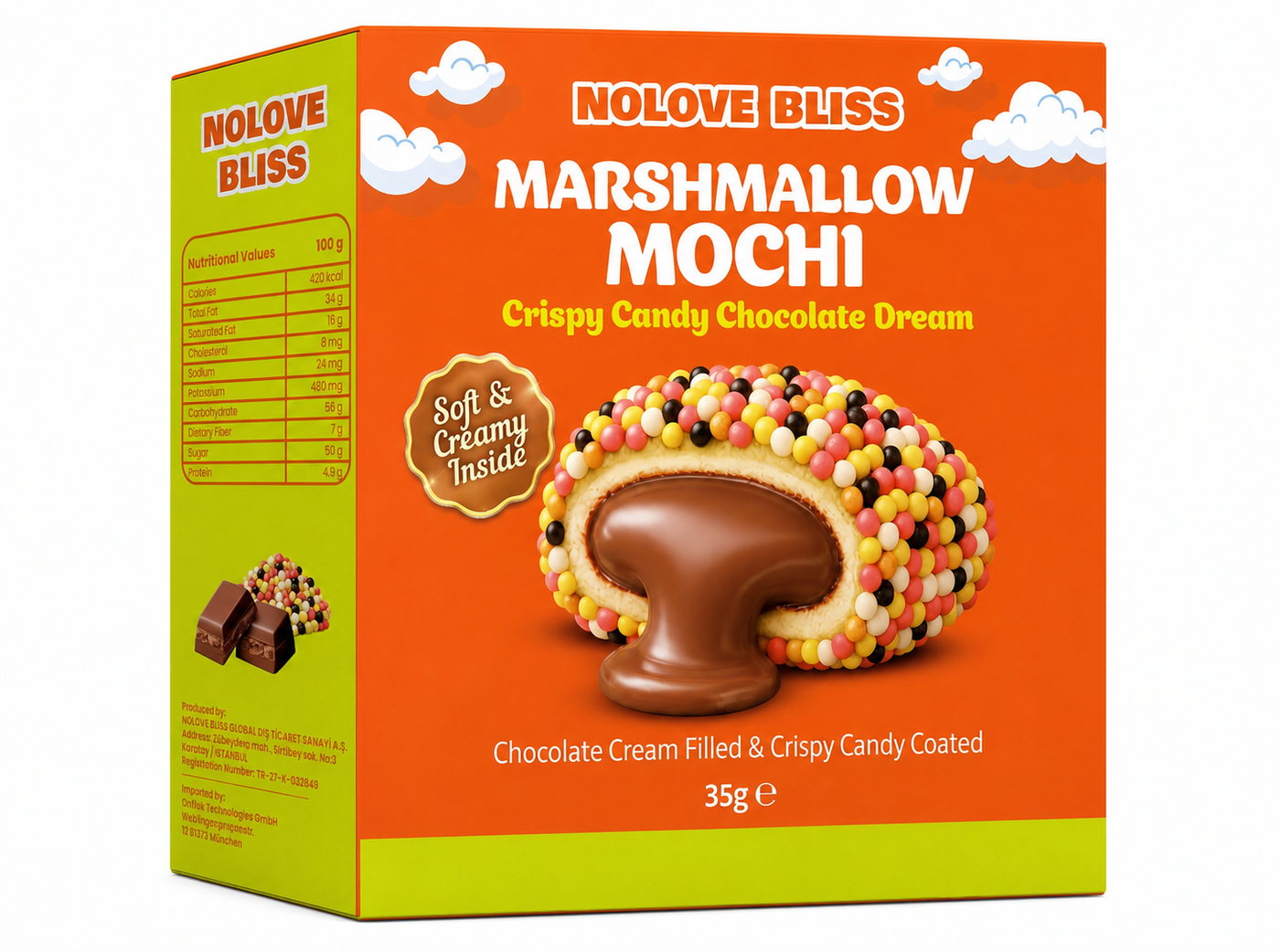 NOLOVE Bliss Marshmallow Mochi Bomb Crsipy Candy Chocolate Dream (4x24x45g)