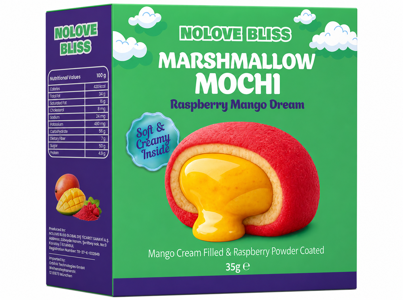 NOLOVE Bliss Marshmallow Mochi Bomb Raspberry Mango Dream (4x24x45g)