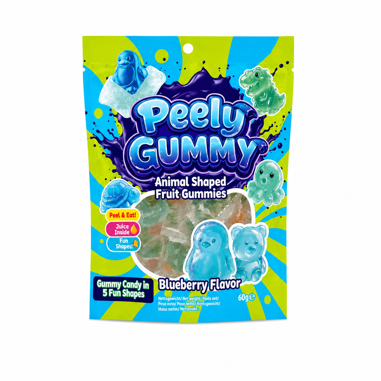Peeling Gummy Blueberry Animal Shaped (36x60g)