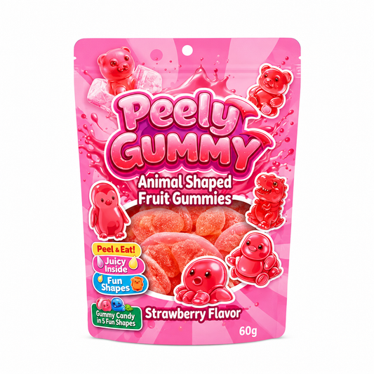 Peely Gummy Strawberry Animal Shaped (36x60g)