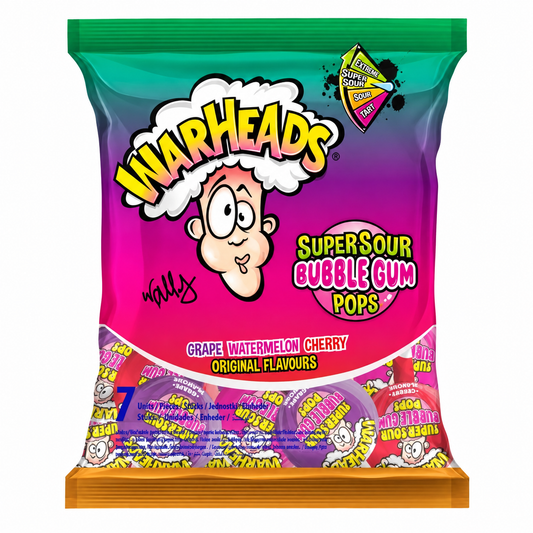 Warheads Bubble Gum Pops Assorted (22x105g)